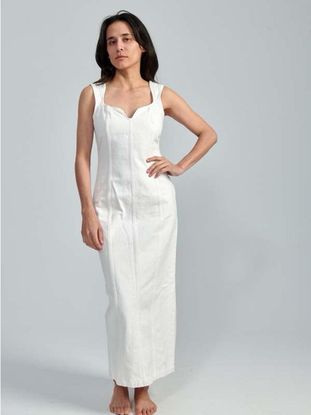 Mara Hoffman White Sleeveless Maxi Dress with Square Neckline